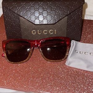 Red and Gold Ombré Gucci sunglasses